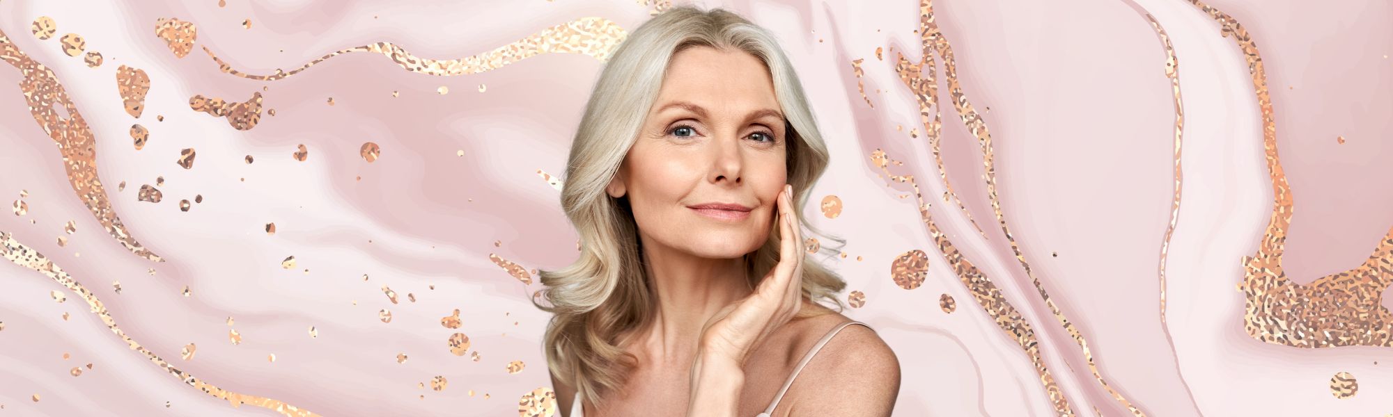 Satisfied older woman with rejuvenated youthful skin